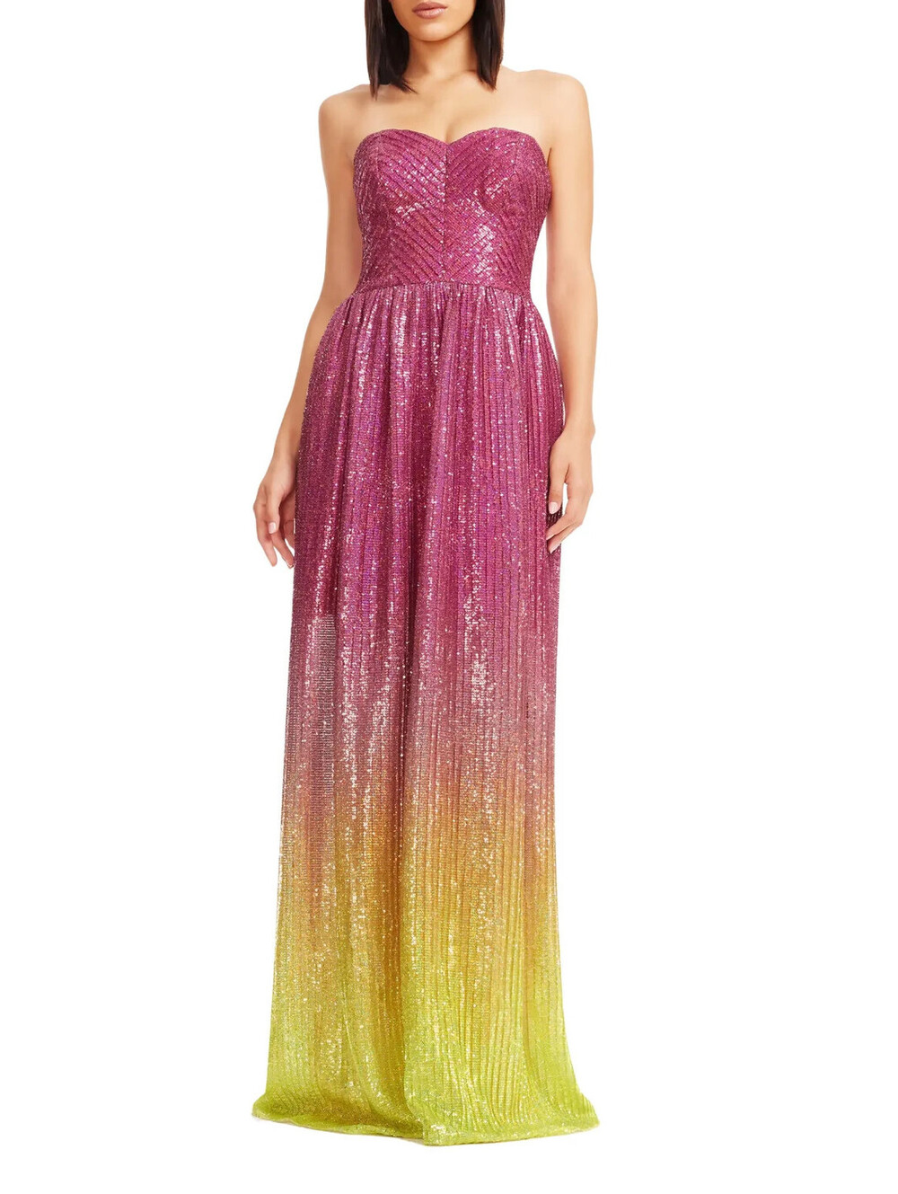 NEW Dress the Population Audrina Sequin Straples Gown in Multi Sz M #LD598